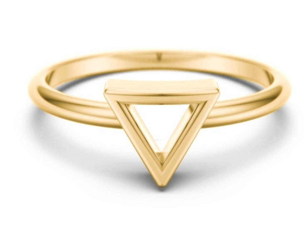 14kt gold triangle ring