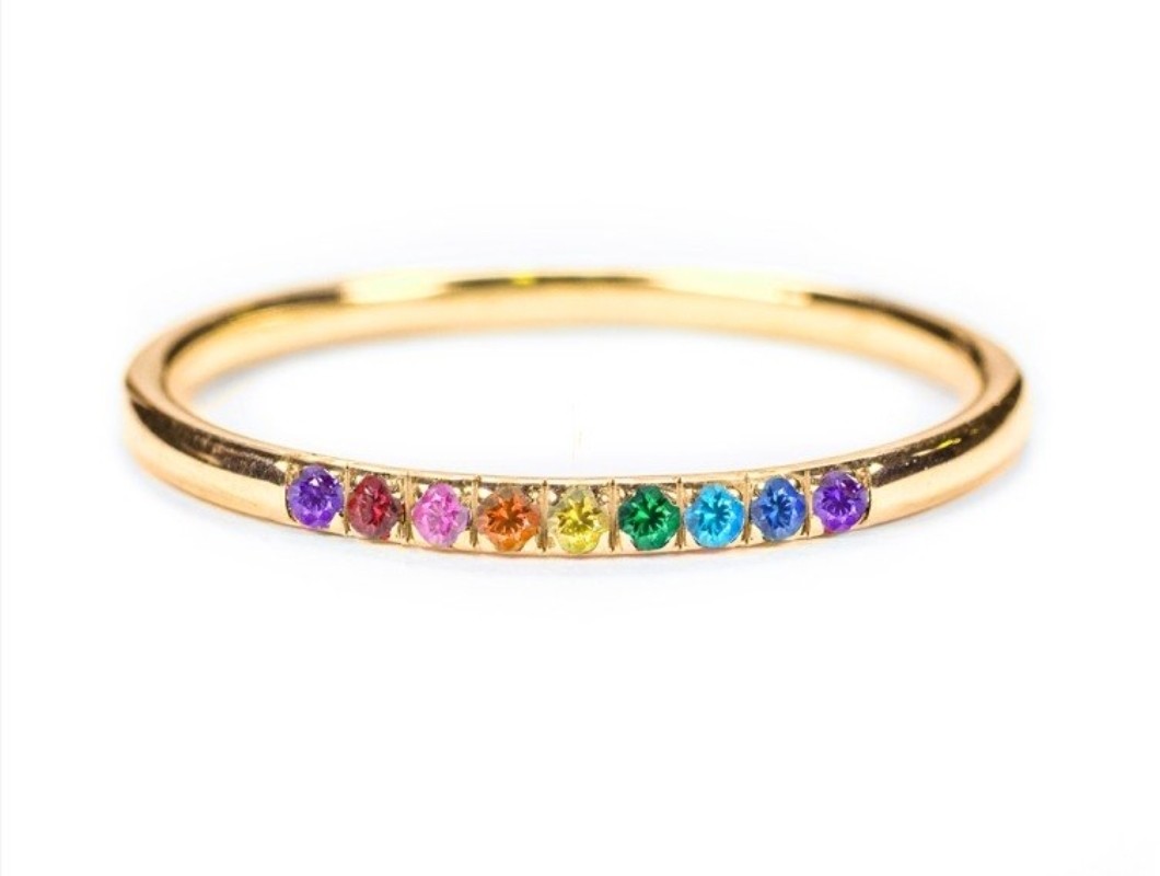 14kt gold 9 stone ring.  .20ctw