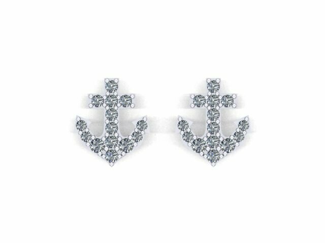 Anchor Stud Earrings  .35ctw