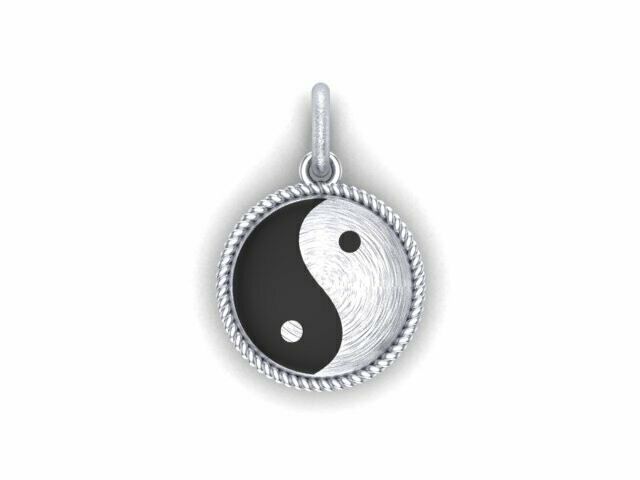 Ying Yang enameled pendant