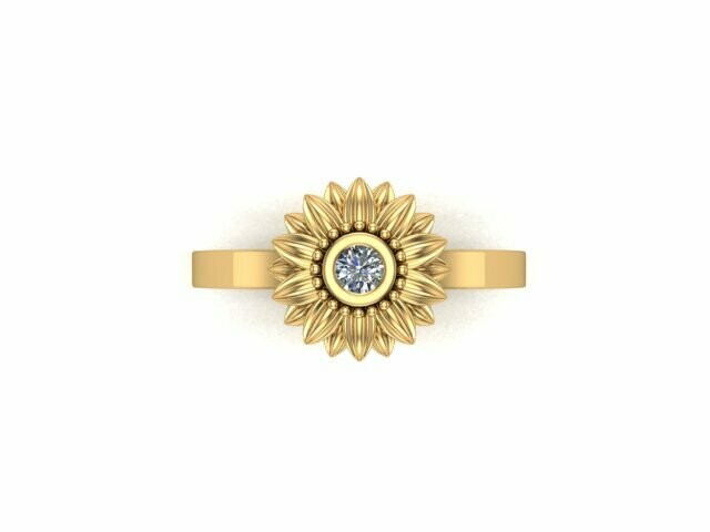 Sunflower Ring with Diamond .15ctw