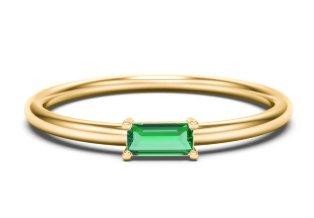 14kt yellow, white or rose gold emerald baguette ring