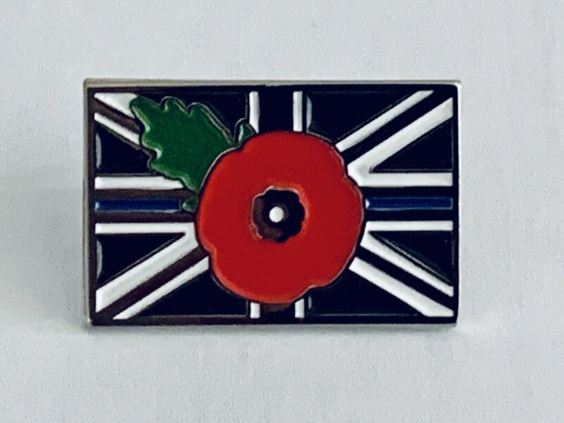 Thin Blue Line & Poppy Union Flag Pin