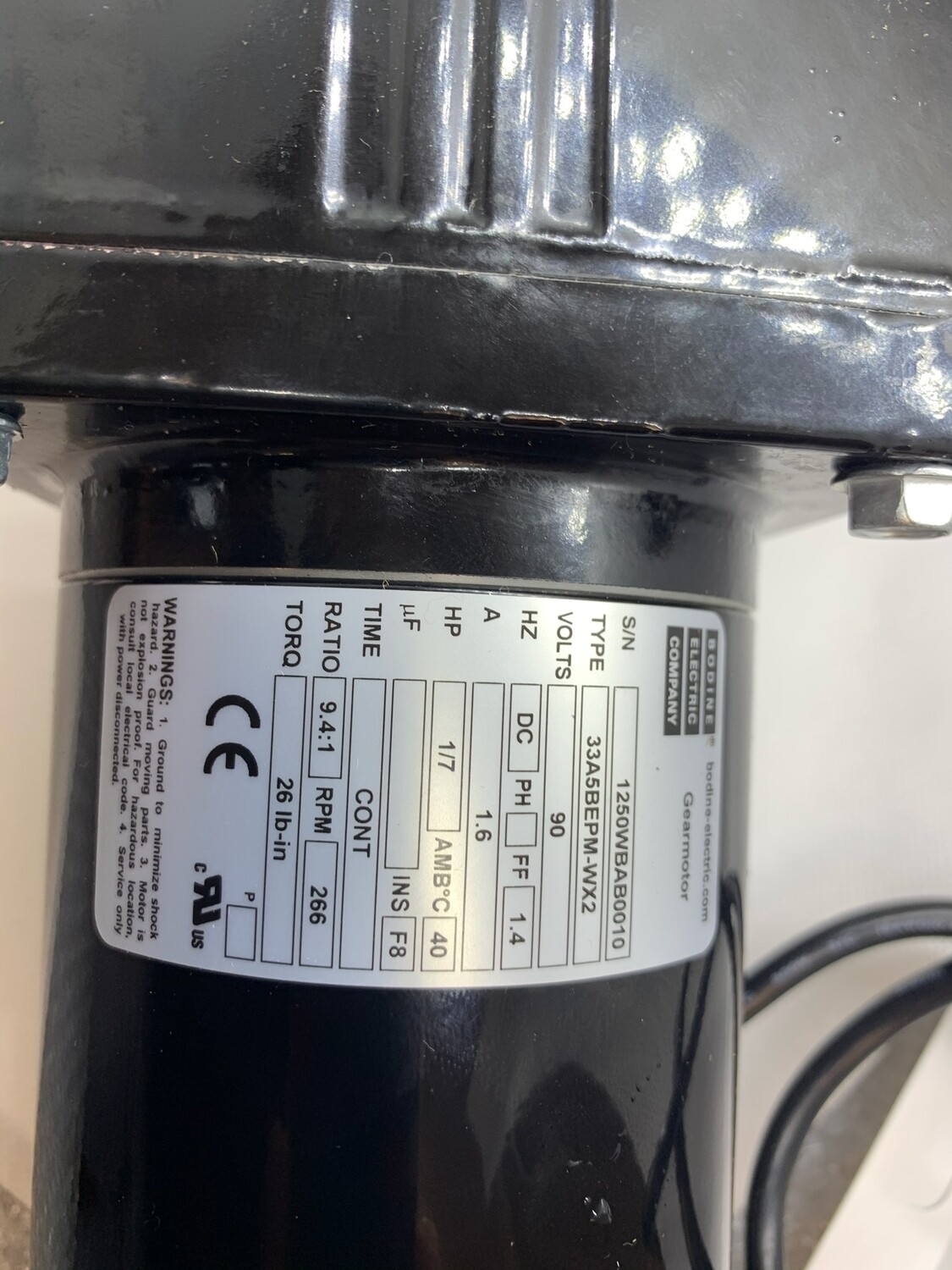 Motor - Bodine 1/8hp (2016 PFU)