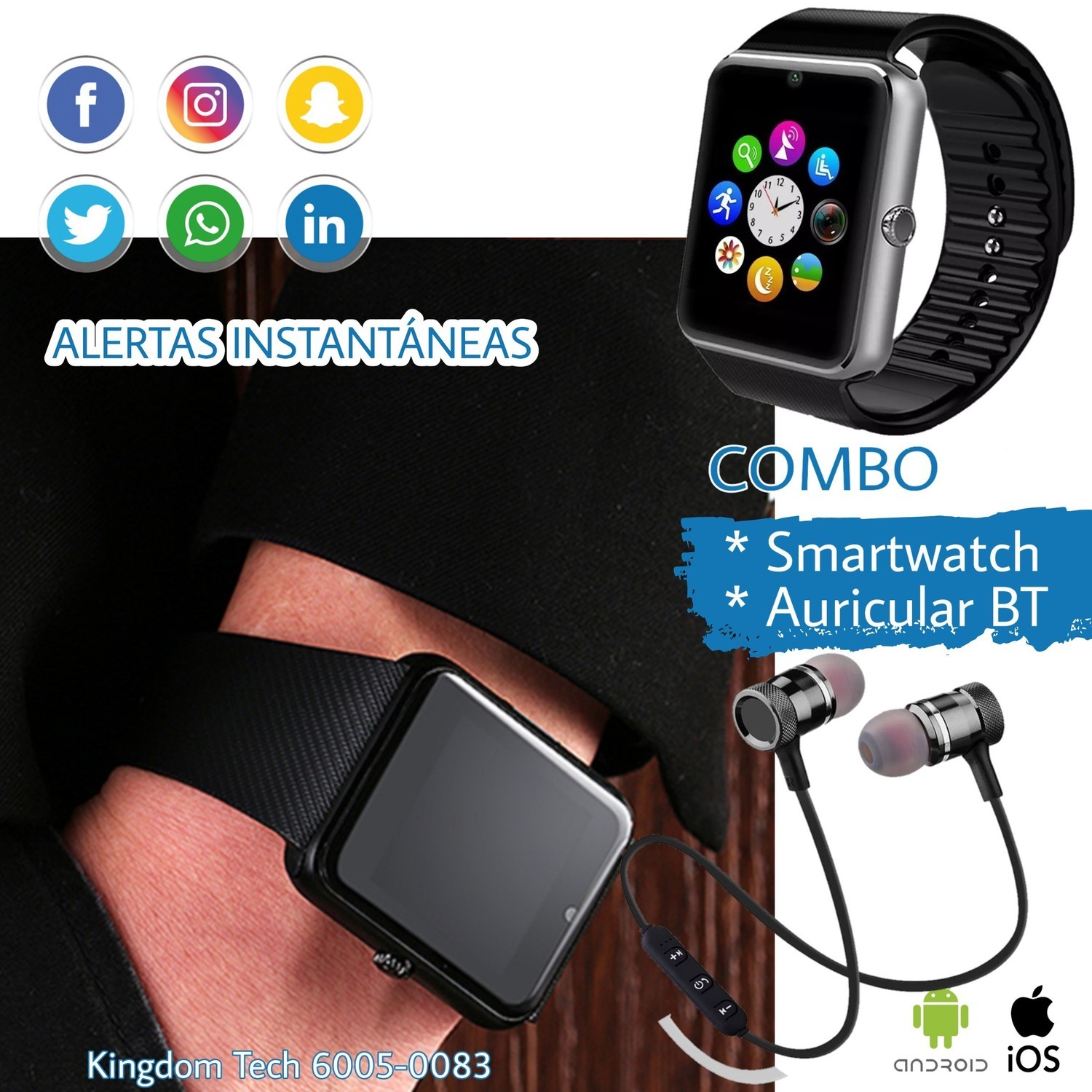 Smartwatch GT08 con auricular BT