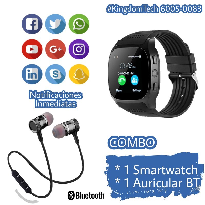 Smartwatch T8 con auricular bluetooth