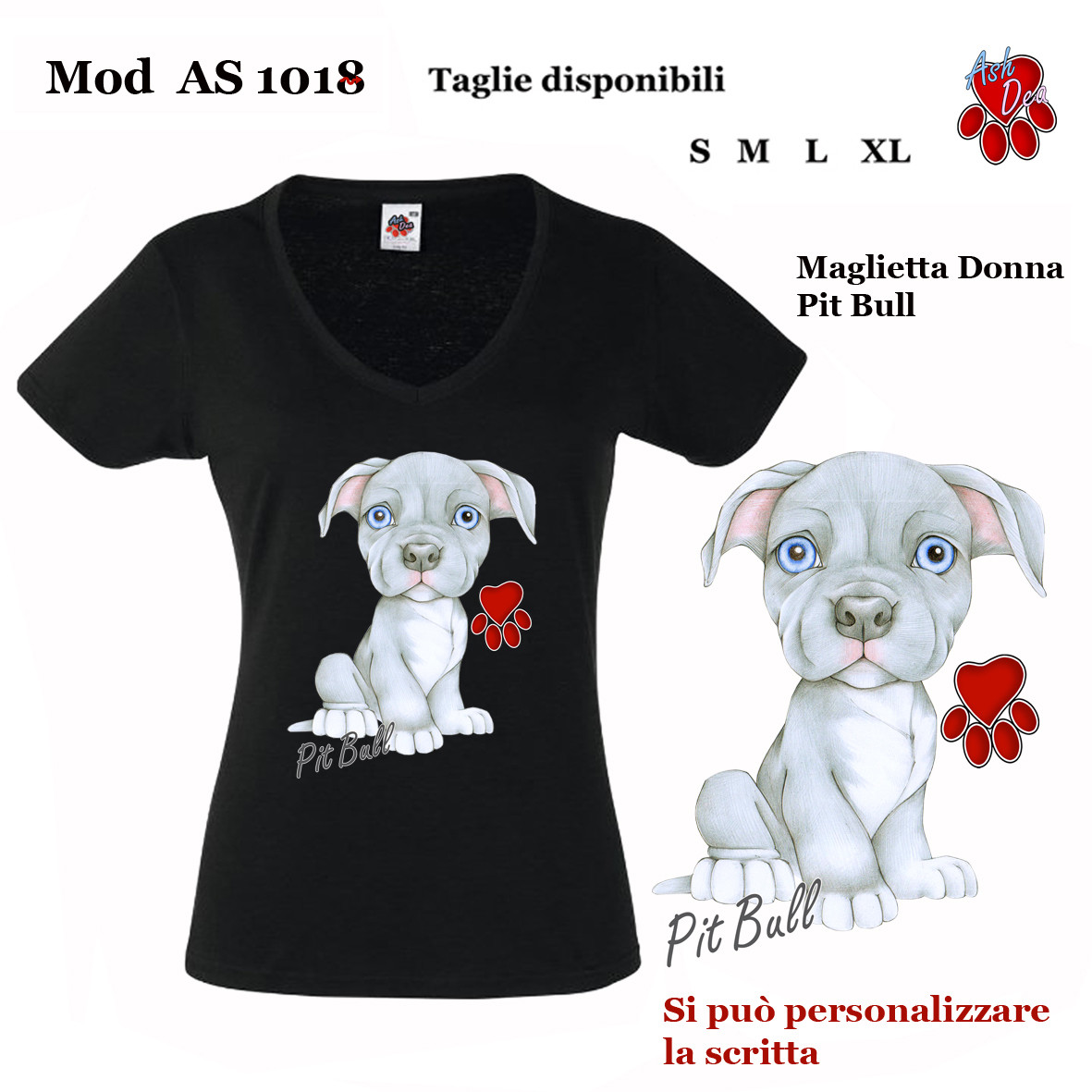 as1018 PIT BULL colori NERO BIANCO GRIGIO
Taglie S  M  L XL