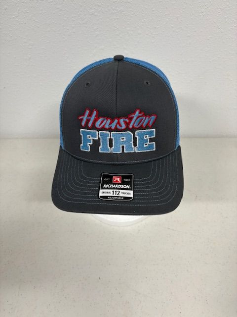 NEW! Houston Fire in &quot;Oiler&quot; Blue mesh back 112 Trucker