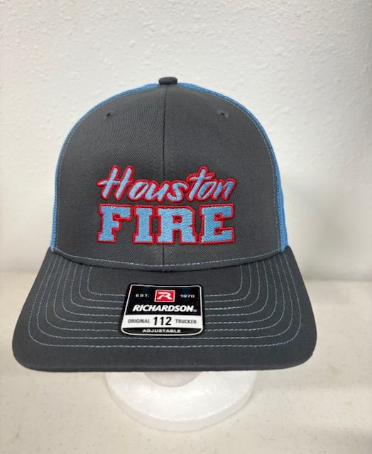 NEW! Houston Fire in &quot;Oiler&quot; Blue mesh back 112 Trucker