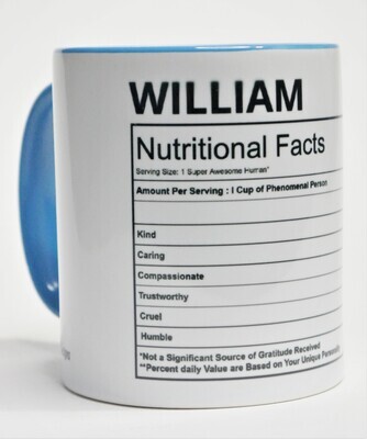 Customizable Name Nutrition Facts Mug 