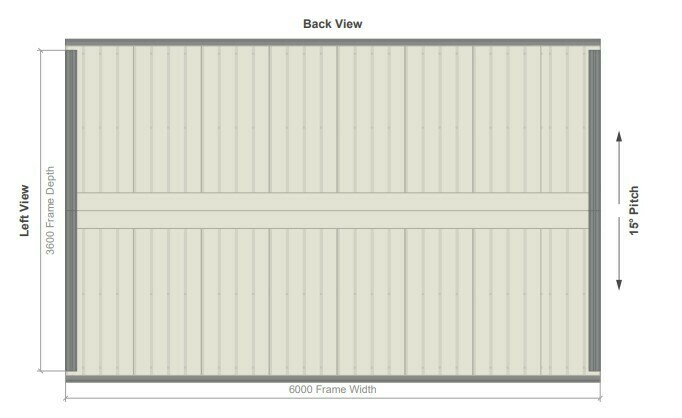 3.6M X 6M X 2.5M GABLE ROOF CARPORT – REG C TC2.5