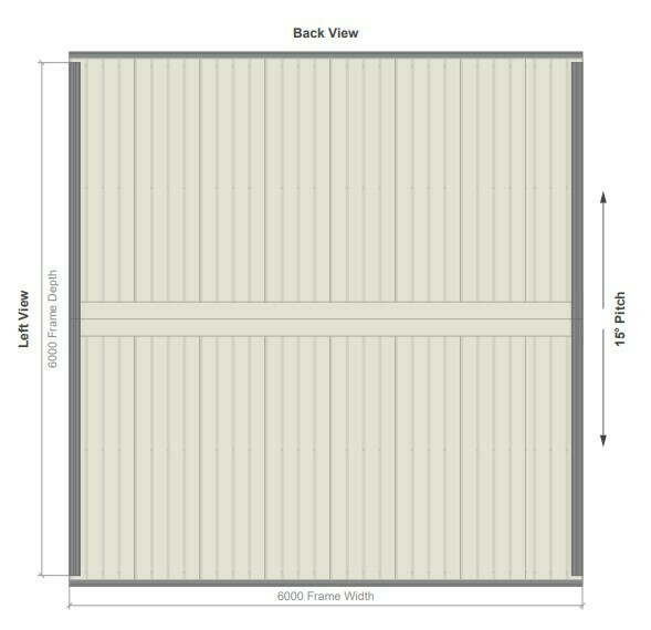 6M X 6M X 2.5M GABLE ROOF CARPORT – REG C TC2.5