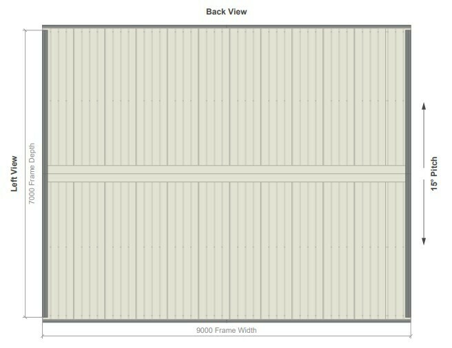 7M X 9M X 3M GABLE ROOF CARPORT – REG C TC2.5