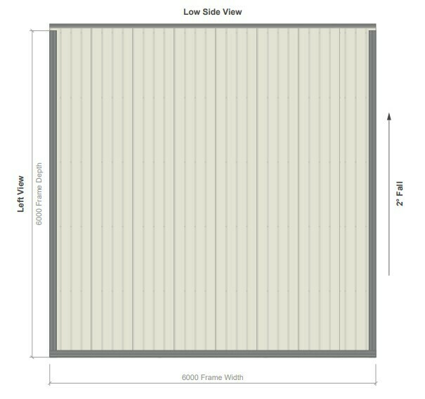 6M X 6M X 2.5M SKILLION ROOF CARPORT – REG C TC2.5