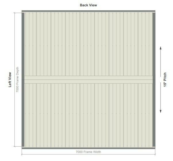 7M X 7M X 2.8M GABLE ROOF CARPORT – REG C TC2.5