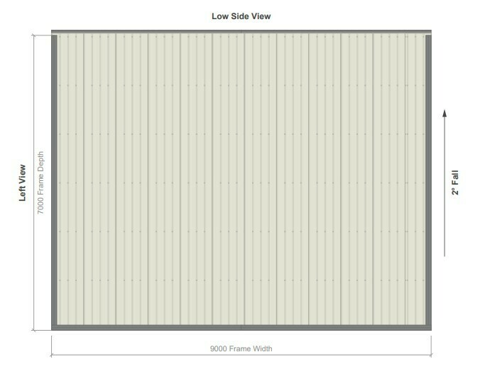 7M X 9M X 3M SKILLION ROOF CARPORT – REG C TC2.5