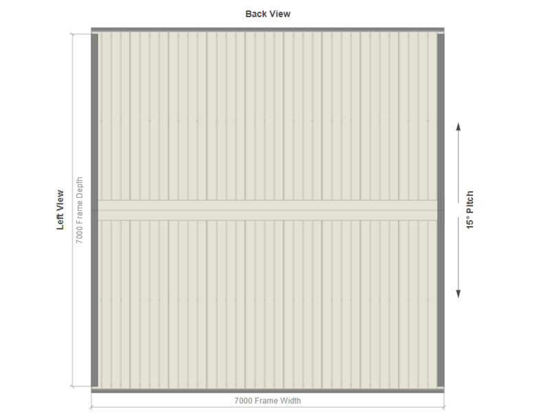 7M X 7M X 2.8M GABLE ROOF CARPORT – REG A TC3