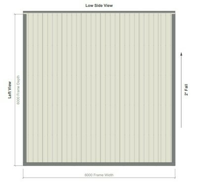 6M X 6M X 2.5M SKILLION ROOF CARPORT – REG C TC2.5