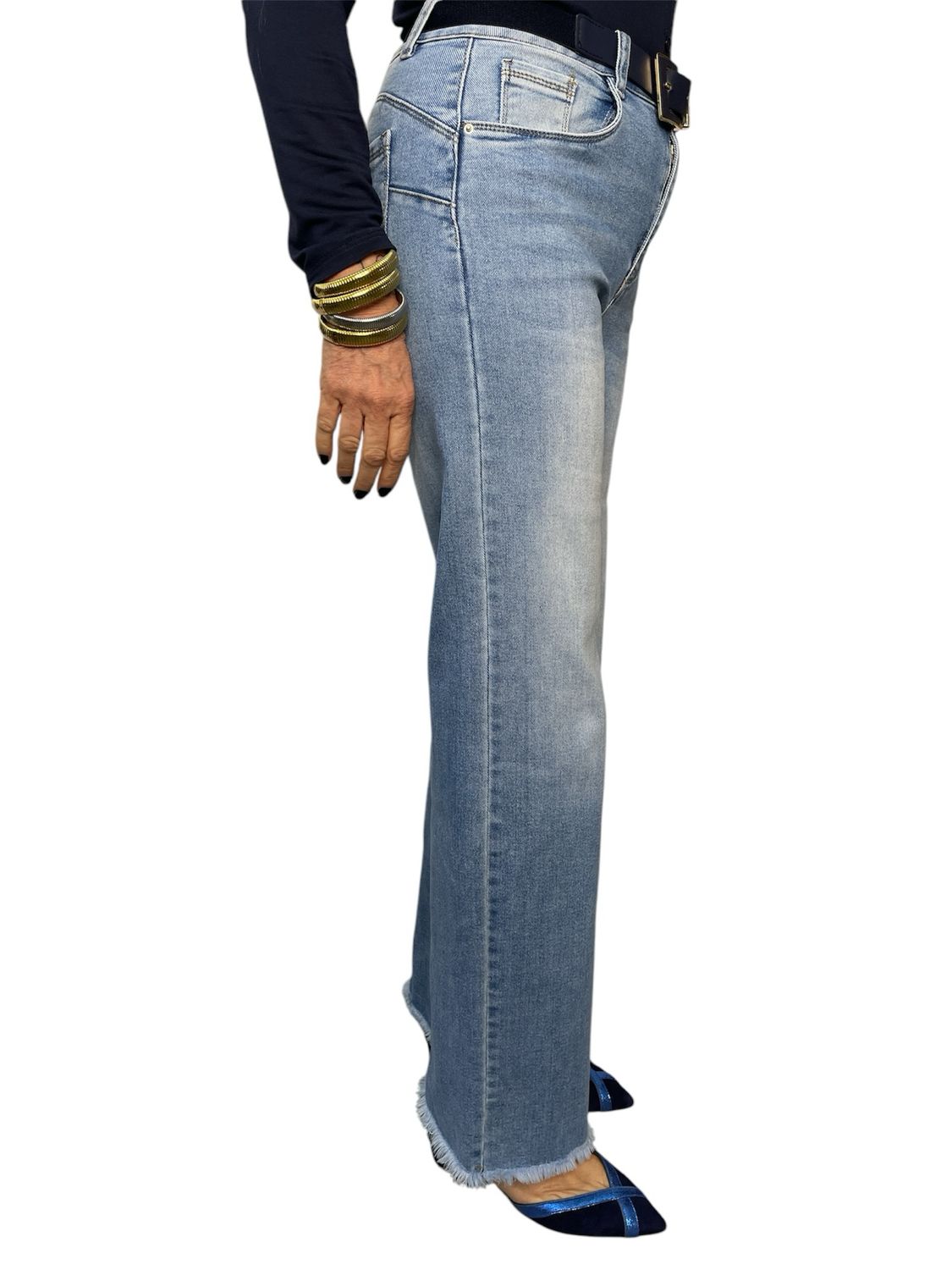 Jeans palazzo sfrangiato