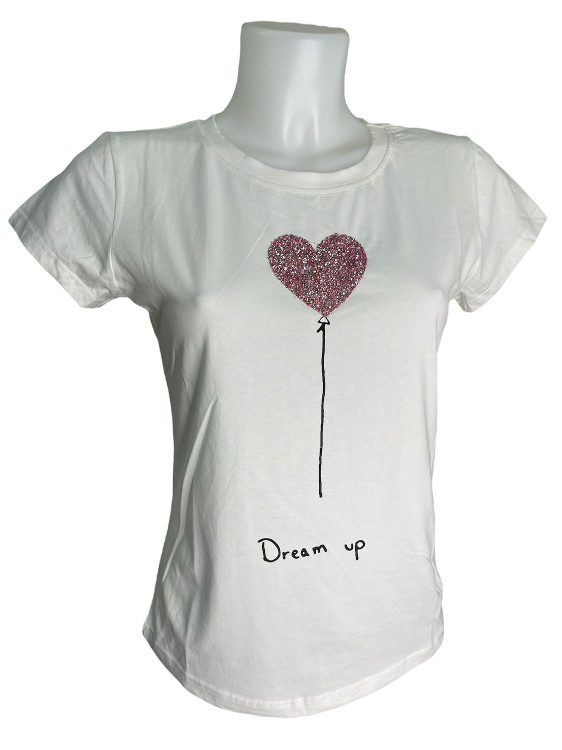 T-shirt palloncino glitter cuore