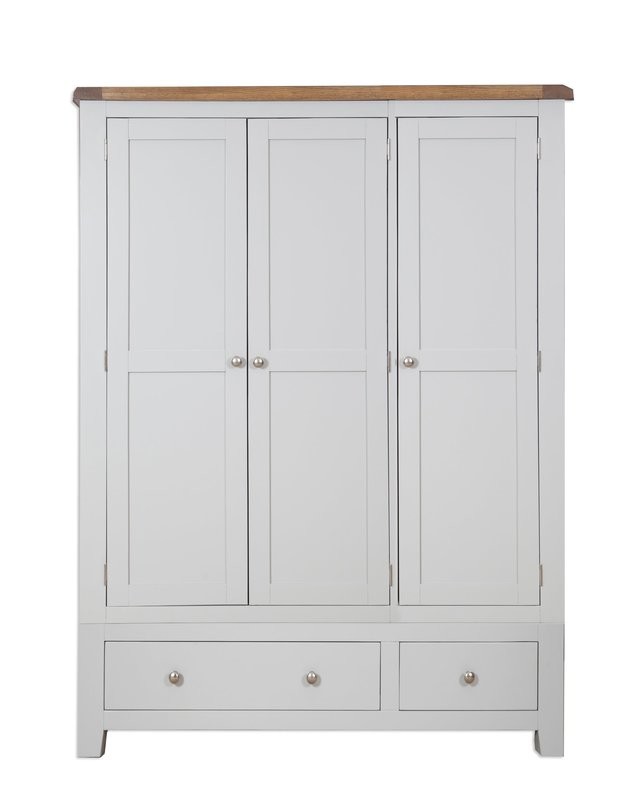 Melbourne French Grey 3 Door, 2 Drawer Wardrobe