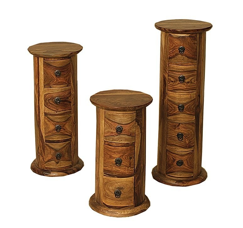 Jali Small Three Drawer Round Chest