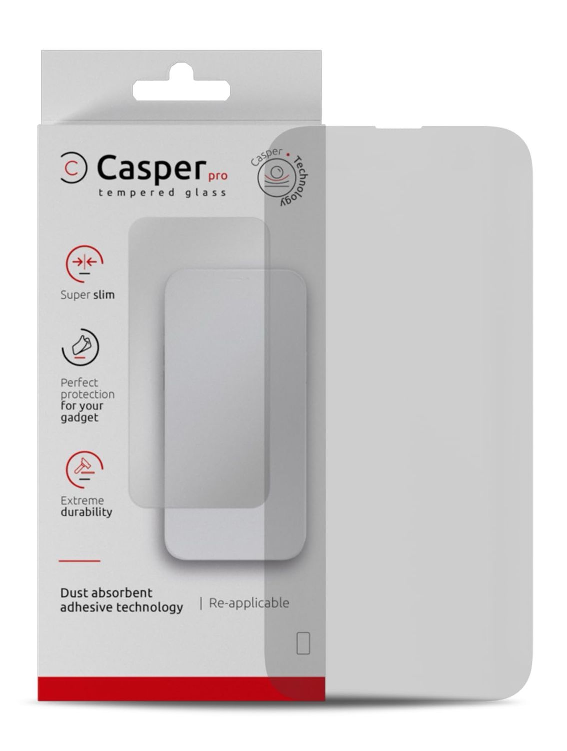 Casper Screen Protector for iPhone - Full Coverage &amp; Military Grade Shatterproof Tempered Glass, HD Clarity, Scratch-Resistant, Easy Installation, Washable | with Wipes.