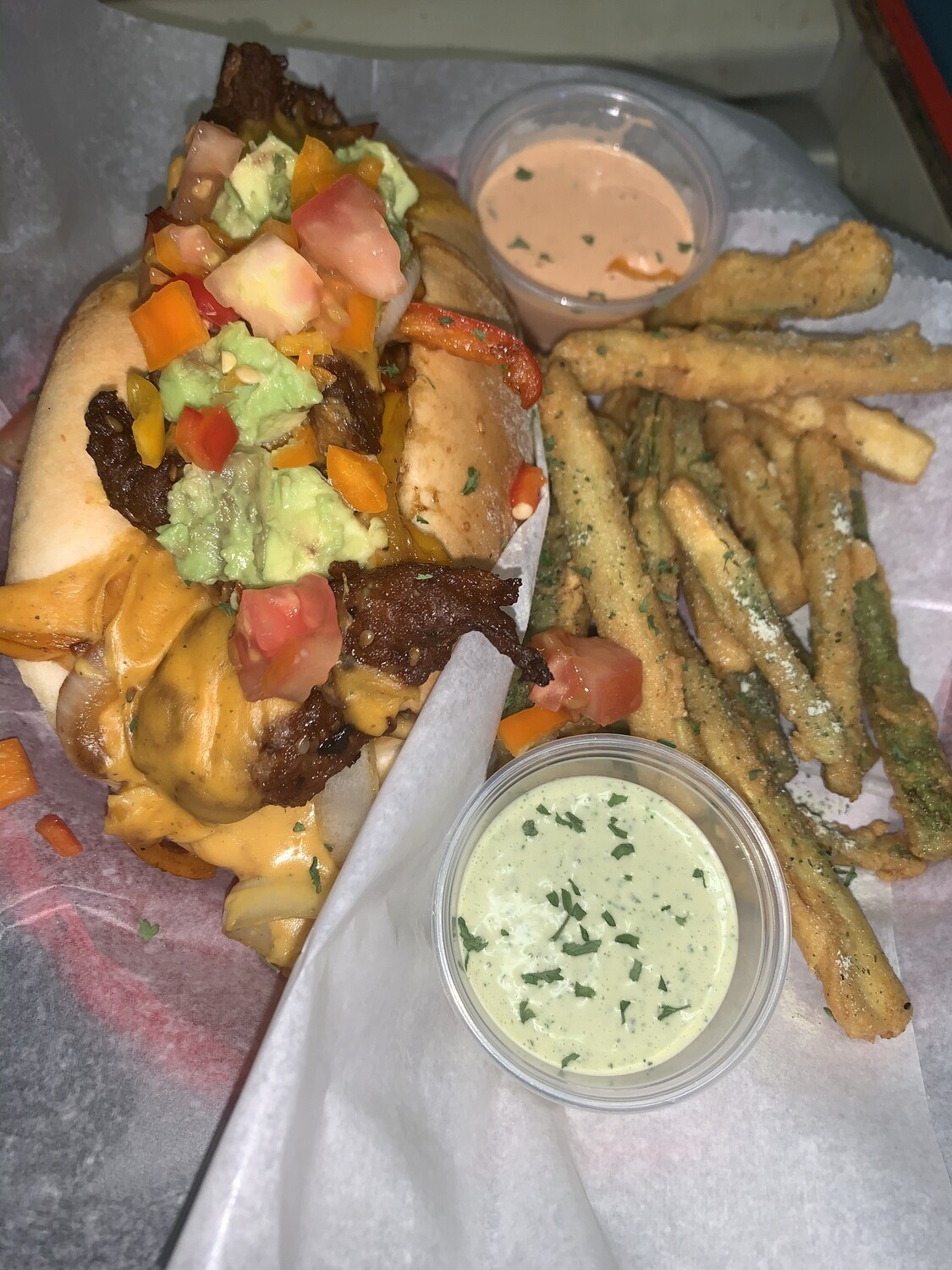 Uncle Fox Philly Unsteak Vegan Sammich Comes with A Twisted Potato