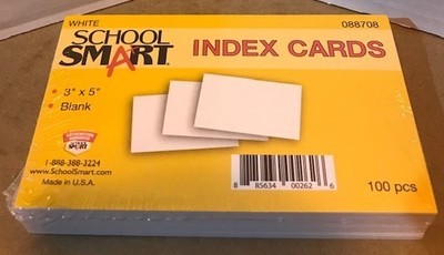 Index Card, 3X5 Plain Whi