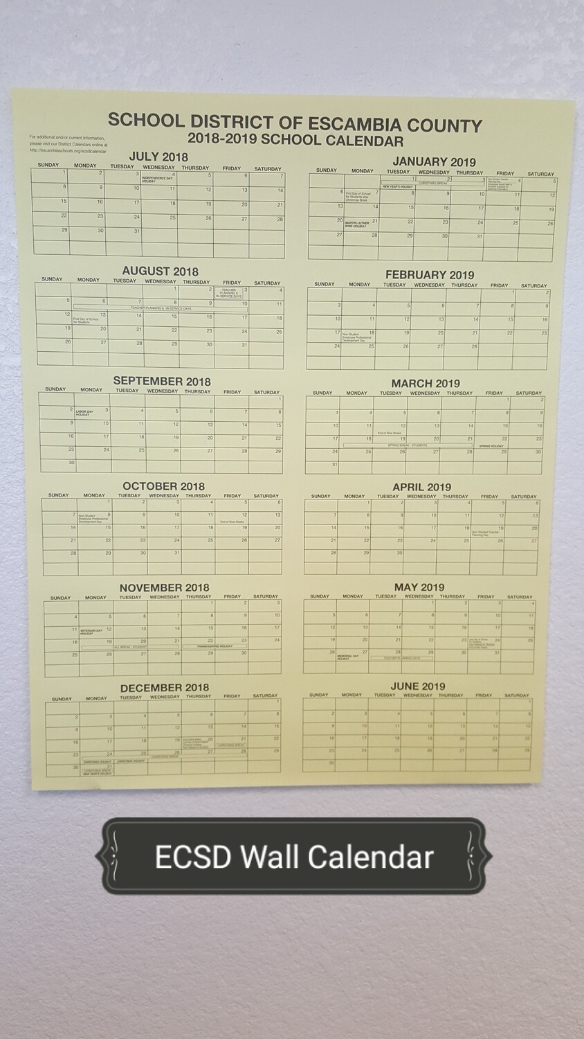 Calendar, Wall,  25/pack