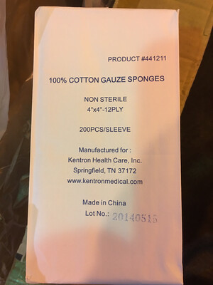 Gauze pad, NONSterile 4x4