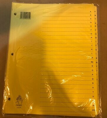 Divider Sheets, A - Z
