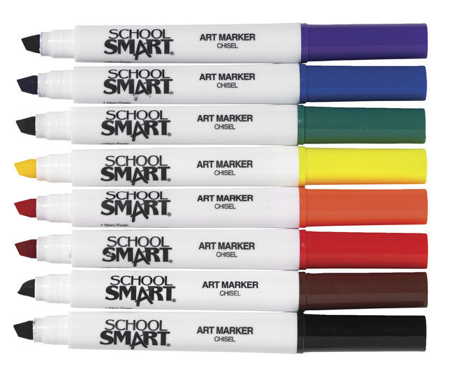 Marker set, felt-tip chisel style, 8 color per set