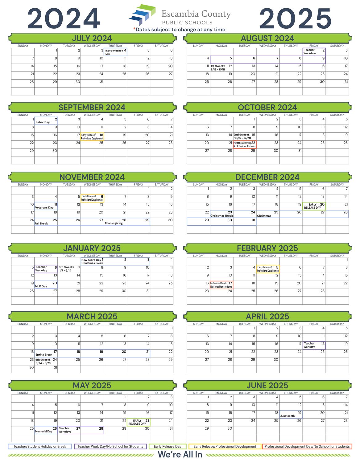 Calendar, Wall, ECSD Sche