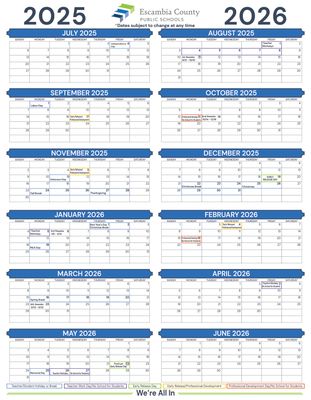 Calendar, Wall, ECSD Sche
