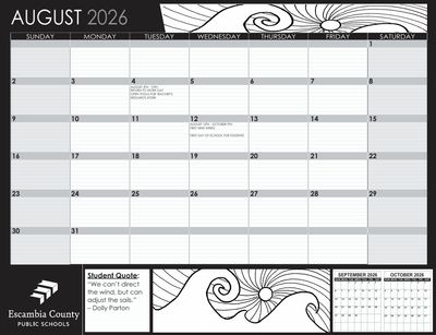 Calendar, Desk, Aug-July