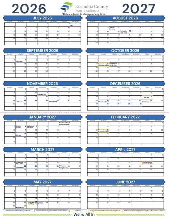 Calendar, Wall, ECPS Sche