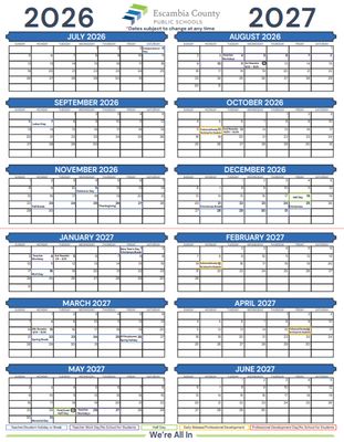 Calendar, Wall, ECPS Sche