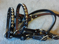 Diamond spot leather llama halter, fixed ring 1/2&quot; wide