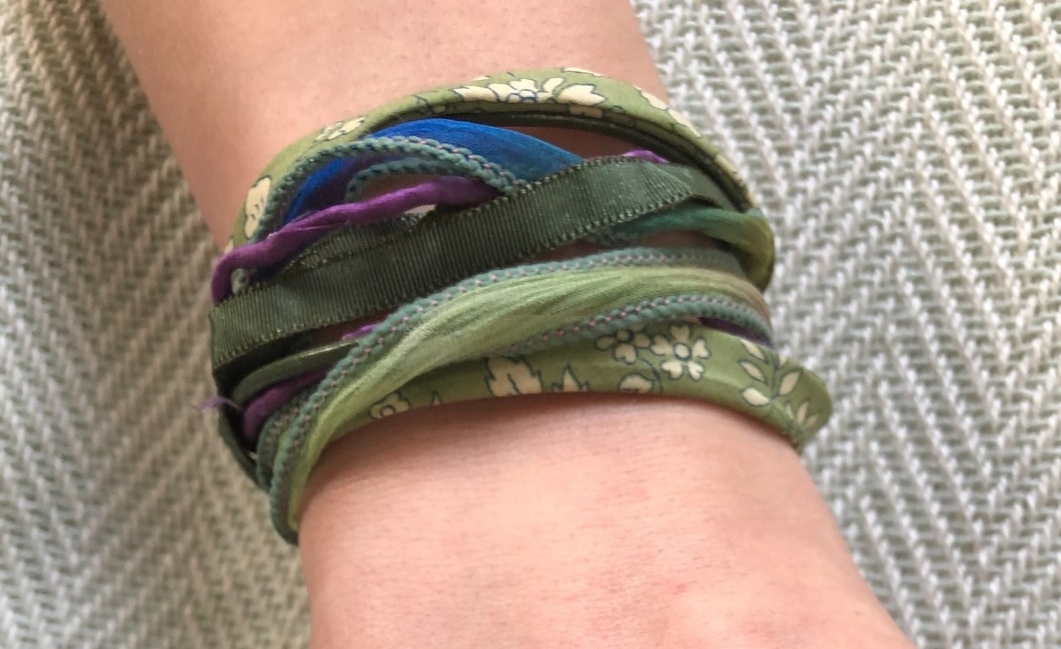 Wrap Bracelet in Green and Purple