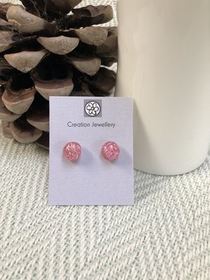 Dichroic Glass Earrings - Pink
