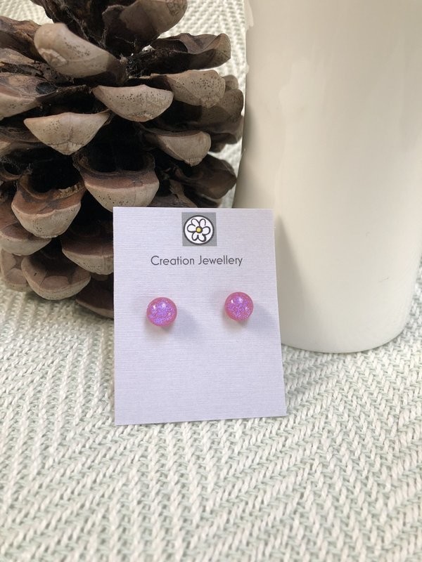 Dichroic Glass Earrings - Pink