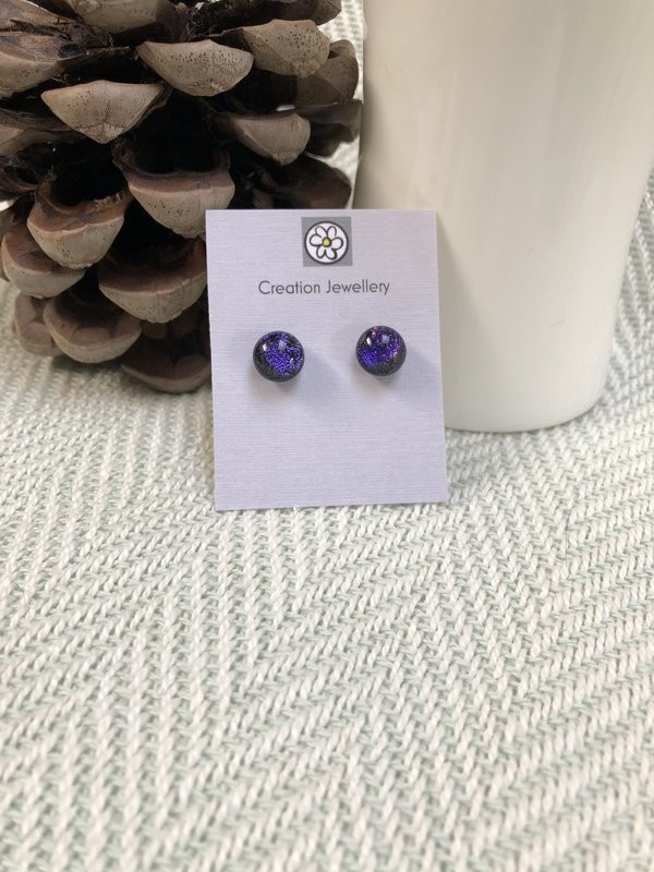 Dichroic Glass Earrings - Purple