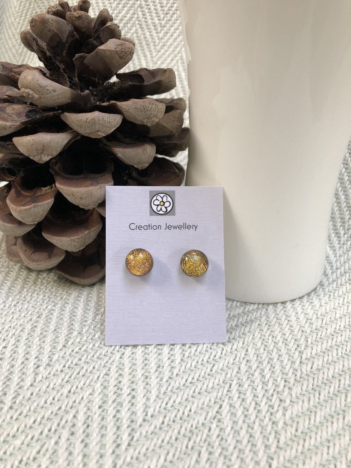 Dichroic Glass Earrings - Gold