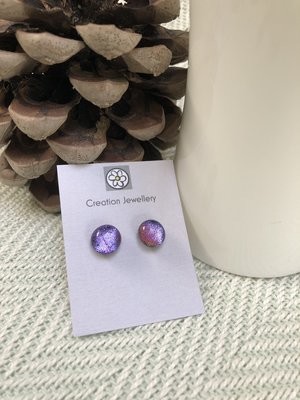 Dichroic Glass Earrings - Purple/Pink