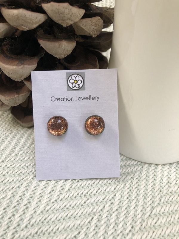 Dichroic Glass Earrings - Copper/Gold