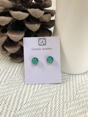 Dichroic Glass Earrings - Green