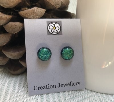 Dichroic Glass Earrings - Green