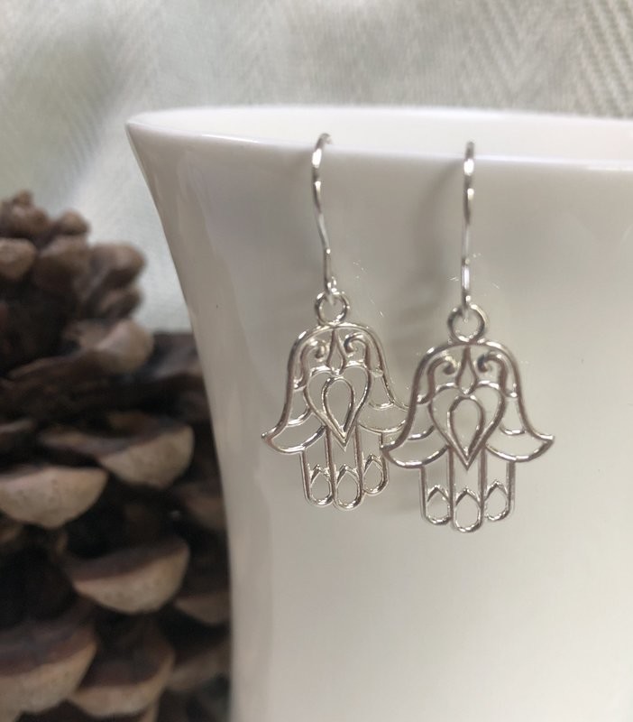 Sterling Silver Hamsa Earrings