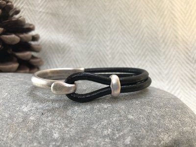 Half Leather Bracelet - Black